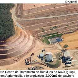 No Centro de Tratamento de Resíduos de Nova Iguaçu, em Adrianópolis, são produzidos 2 mil metros cúbicos de gás por hora