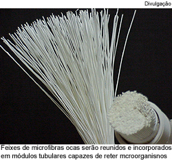 Feixes de microfibras serão reunidos e incorporados em módulos tubulares capazes de reter microorganismos