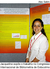 Jacqueline expôs o trabalho no Congresso Internacional de Bibliometria de Estocolmo